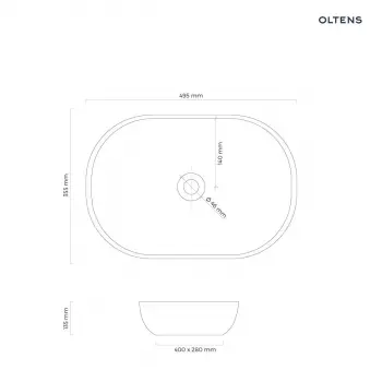 Umywalka nablatowa Oltens Hamnes Thin 49,5x35,5cm z powłoką SmartClean - 40819000 + KOD RABATOWY